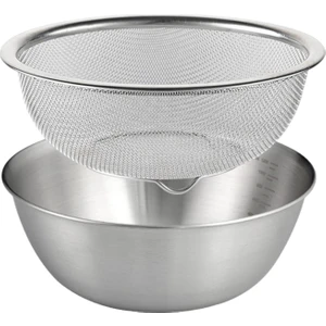 2 304 Paslanmaz Çelik Süzgeç ve Karıştırma Kasesi 22CM (Yurt Dışından)