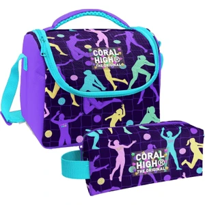 Coral High Mor Voleybol Desenli Kız Çocuk Isı Yalıtımlı Beslenme Çantası ve Kalemlik Seti