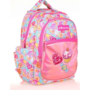 Kids Aynalı Nakışlı Cupcake Pembe Kız Çocuk Okul Sırt Çantası