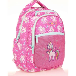 Kids Simli Nakışlı Unicorn Pembe Kız Çocuk Okul Sırt Çantası