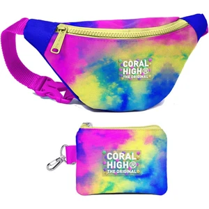 Coral High Kız Çocuk Renkli Batik Desenli Bel Çantası ve Bozuk Para Cüzdanı Set