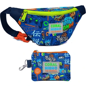 Coral High Erkek Çocuk Saks Grafiti Desenli Bel Çantası ve Bozuk Para Cüzdanı Set
