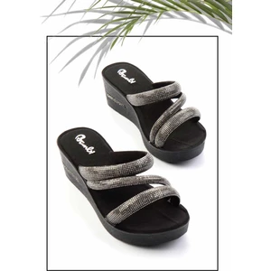 Platin Taşlı   Kadın Terlik K04496721187