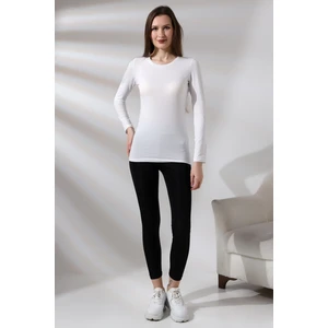 Uzun Kol Bisiklet Yaka Penye Kompakt Bady 19646 Beyaz