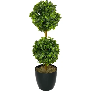 Yapay Ağaç Şimşir Top 2 Toplu 12X40CM Siyah Saksıda