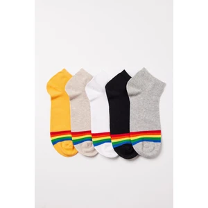Erkek Renkli Çizgili 5'li Patik Çorap