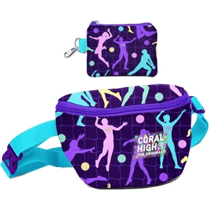 Coral High Kız Çocuk Mor Voleybol Desenli Bel Çantası ve Bozuk Para Cüzdanı Set