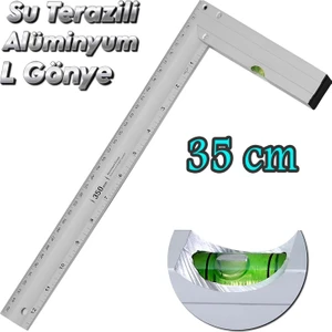 Alüminyum L Gönye Su Terazili Cetvel Kaynak Kaynakçı Marangoz Gönyesi 350 mm