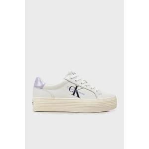 Calvin Klein Logolu Kalın Tabanlı Deri Sneaker Ayakkabı YW0YW014740LB Bayan Ayakkabı YW0YW01474 0lb