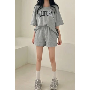 Only Trendwear  Unisex California Detay Baskılı Şort Takım