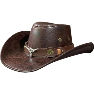 Batı Kovboy Şapkası Kadın Trendy Cowgirl Şapka Seyahat Yürüyüş Temalı Parti Boğa Kafası Kahve Için (Yurt Dışından)