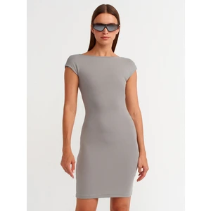 90054 Sırt Dekolteli Mini Elbise-Gri