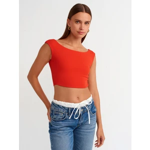 20869 Kayık Yaka Crop Top-K.kırmızı