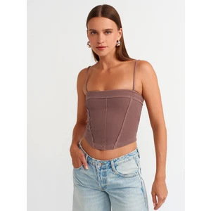 20794 Askılı Crop Top-Kahve