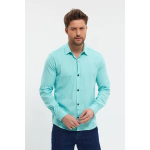 Slim Fit Likralı Uzun Kollu Çıt Çıtlı Gömlek 2403013