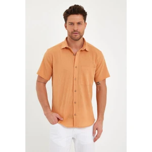 Tek Cepli Kırışık Kumaş Likralı Kısa Kollu Gömlek 2403014