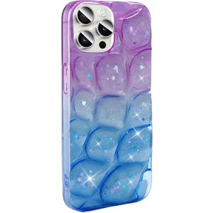 Rona Store iPhone 14 Pro Max Uyumlu Rns Kılıf Simli 3D Desenli Zore Hacar Kapak-Mor-Mavi