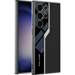 Samsung Galaxy S24 ile Uyumlu Lüks Deri Kaplama Metal Görünümlü 1mm Çıkıntılı Kamera Koruma  Iç Karbon Yüzeyli Magsafe ile Uyumlu Galaxy S24 Kılıf Siyah
