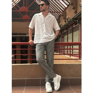 Erkek, Ayarlanabilir Bel, Regular-Fit, Old Money Culture, Pamuklu, Keten Görünümlü Pantolon 166-1