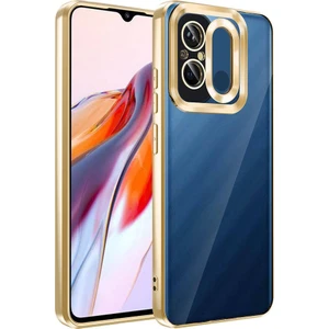 Bilişim Aksesuar Xiaomi Redmi 12C Uyumlu Sah Kılıf Kamera Korumalı Logo Gösteren Zore Omega Kapak-Gold