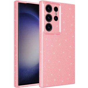 Bilişim Aksesuar Galaxy S24 Ultra Uyumlu Sah Kılıf Kamera Korumalı Simli Lüks Zore Koton Kapak-Pembe