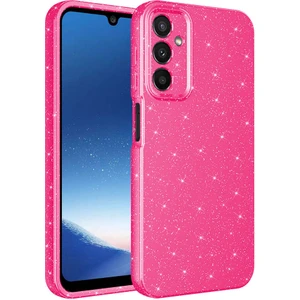 Bilişim Aksesuar Galaxy A15 Uyumlu Sah Kılıf Kamera Korumalı Simli Lüks Zore Koton Kapak-Pembe Koyu