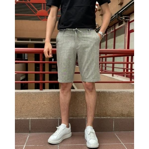 Erkek Bel Bağcıklı Keten Görünümlü Regular Fit Old Money Culture Şort 167-1