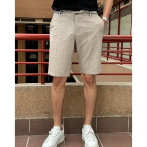 Erkek Bel Bağcıklı Keten Görünümlü Regular Fit Old Money Culture Şort 167-1