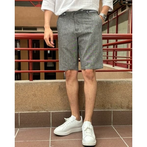 Erkek Bel Bağcıklı Keten Görünümlü Regular Fit Old Money Culture Şort 167-1