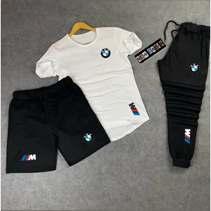 Yeni Sezon 3'lü T-Shirt-Eşofman Altı-Şort Yazlık M Bmw Yazlık Alt Üst Takım