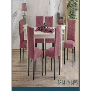 ASY Collection Jakarli, Elastik Tam Kaplamalı Sandalye Kılıfı, Örtüsü (Adet : 6 )