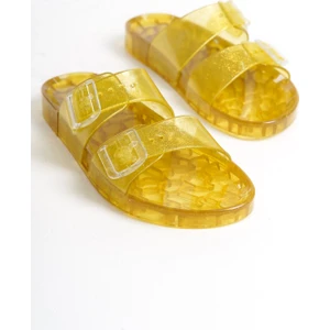 Mubiano Summer Kadın Jelly Şeffaf Altın Sim Düz Terlik-MSTB165-SAS
