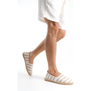 Mubiano Summer Erkek Jüt Taban Keten Beyaz/bej Espadril -MSSR3535-BB