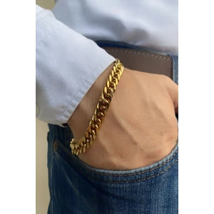 Altın Sarı Renk Paslanmaz Çelik Kalın Örme Zincir Bileklik Erkek Kadın