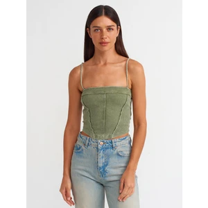 20794 Askılı Crop Top-Yeşil