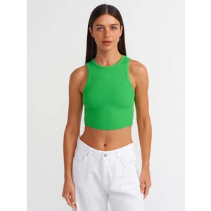 20820 Dikiş Efektli Crop Top-Yeşil