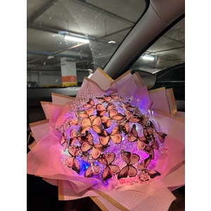 By Shopping Dekoratif Peri LED Işıklı Kaliteli Büyük Boy Pembe Kelebek Buketi 35’li Sevgiliye Özel Hediye 💝