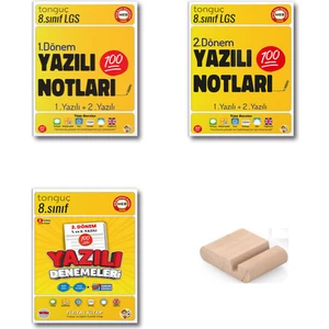 Tonguç Akademi Tonguç 8. Sınıf Yazılı Notları ve Yazılı Denemeleri / 1. ve 2. Dönem   / 3 Lü Set / + Telefon Standı..!