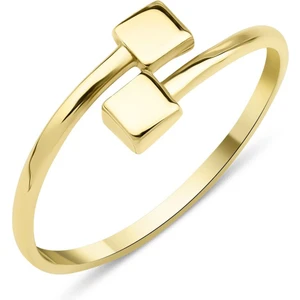 Fiyonk Kuyumculuk 14 Ayar Altın Çift Kare Objeli Yüzük