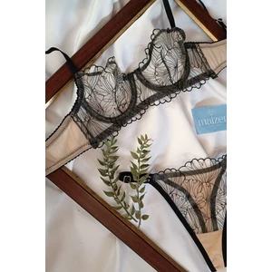 Dantel Balenli Toparlayıcı Çiçekli Sütyen Takımı