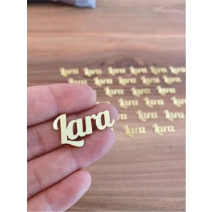 Pleksi Isim Etiket 5cm Isimli Gold Gümüş - 30 Adet