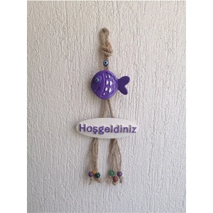 Mor Balık Dekoratif Hoşgeldiniz Kapı Duvar Süsü