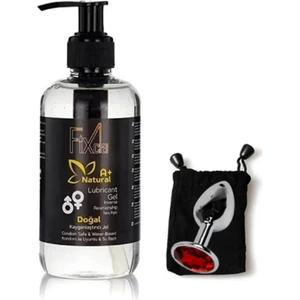 Jel A+ 250 ml & Metal Kırmızı Taşlı Anal Plug