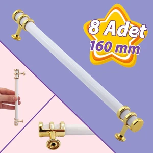 8 Adet Sarmaşık Kulp Beyaz Altın Gold 160 mm Kulp Mobilya Mutfak Dolabı Çekmece Dolap Kapak Kulpu Kulbu Metal Kulpları