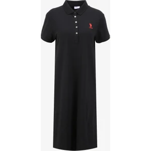 U.S. Polo Assn. Polo Yaka Siyah Kısa Kadın Elbise GURLIN24
