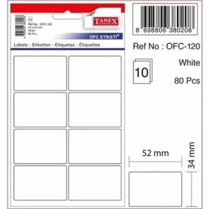 OFC-120  ( 52 mm * 34 mm ) Beyaz Ofis Etiketi- ( 5 Paket )