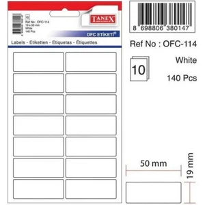 OFC-114  ( 50 mm * 19 mm ) Beyaz Ofis Etiketi- (  5 Paket )