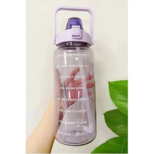 Kitchen Live Şeffaf Motivasyon Matara 2000 ml Suluk Su Şişesi - Bpa Içermez Mor