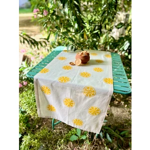 Hayat Ağacı Atölyesi “limon” El Baskılı Naturel Runner