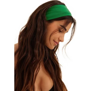 Salvia Dione 2'li Pamuklu Esnek Yoga Bandana Koşu Bandı Saç Bantları Gym Pilates Saç Bandı - Makyaj Yüz Yıkama Saç Aksesuarları - Sporcu Saç Bandı Seti Çizgili Yeşil